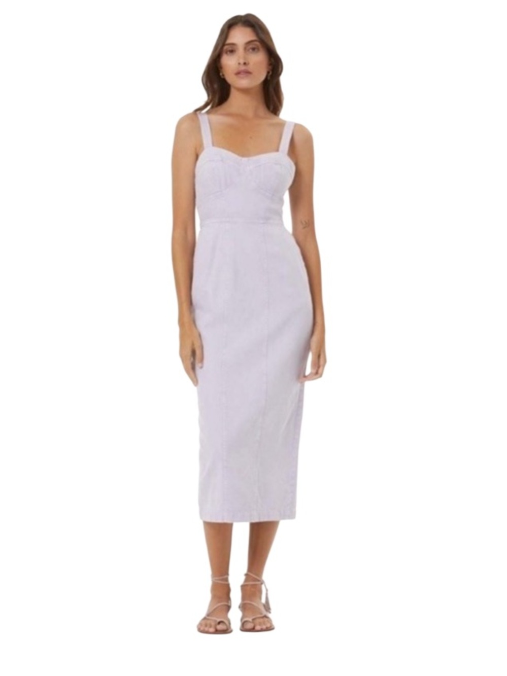 Young Fabulous & Broke Bustier White Midi Denim Dress in size XS NWT
